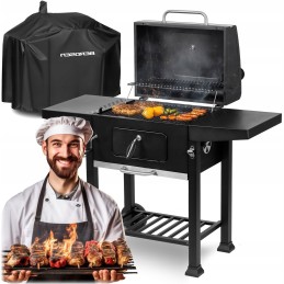 Anglies kepsninė su dangteliu, ketaus grotelės, termometras, kaminas, dvi lentynos + dangtis