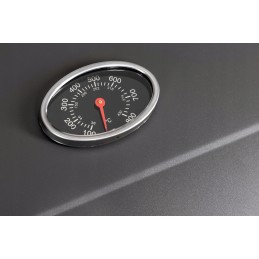 Anglies grilis su didelės talpos dangteliu ant ratukų, plačiomis lentyninėmis grotelėmis