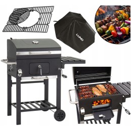 Sodo anglis kepsninė su ketaus grotelėmis ir termometru uždengta dideliu dangteliu