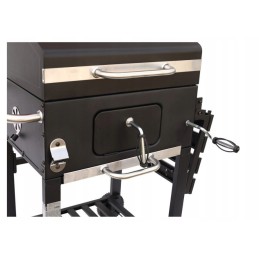 Sodo kepsninė su anglimis su ketaus grotelėmis ir termometru, dengiančiu dvi dideles groteles