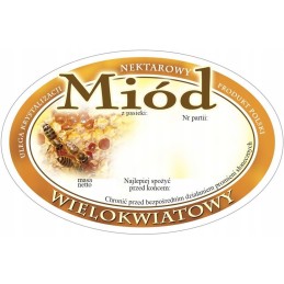 Siūlome ovalias lipnias etiketes - kelių žiedų medui - labai geras produktas!!!