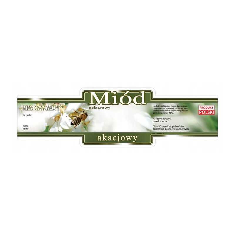 Siūlome lipnias etiketes akacijų medui - stačiakampės, apskritos - 100 vnt - labai geras produktas!!!