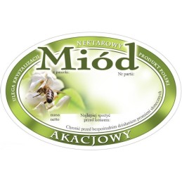 Siūlome ovalias lipnias etiketes - akacijų medui - labai geras produktas!!!