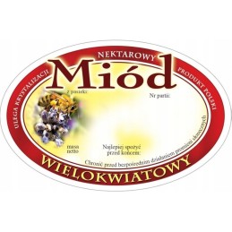 Siūlome ovalias lipnias etiketes - kelių žiedų medui - labai geras produktas!!!