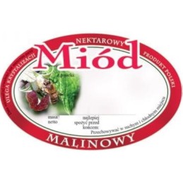 Siūlome ovalias lipnias etiketes - aviečių medui - labai geras produktas!!!