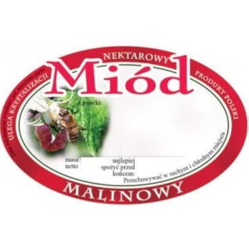 Siūlome ovalias lipnias etiketes - aviečių medui - labai geras produktas!!!