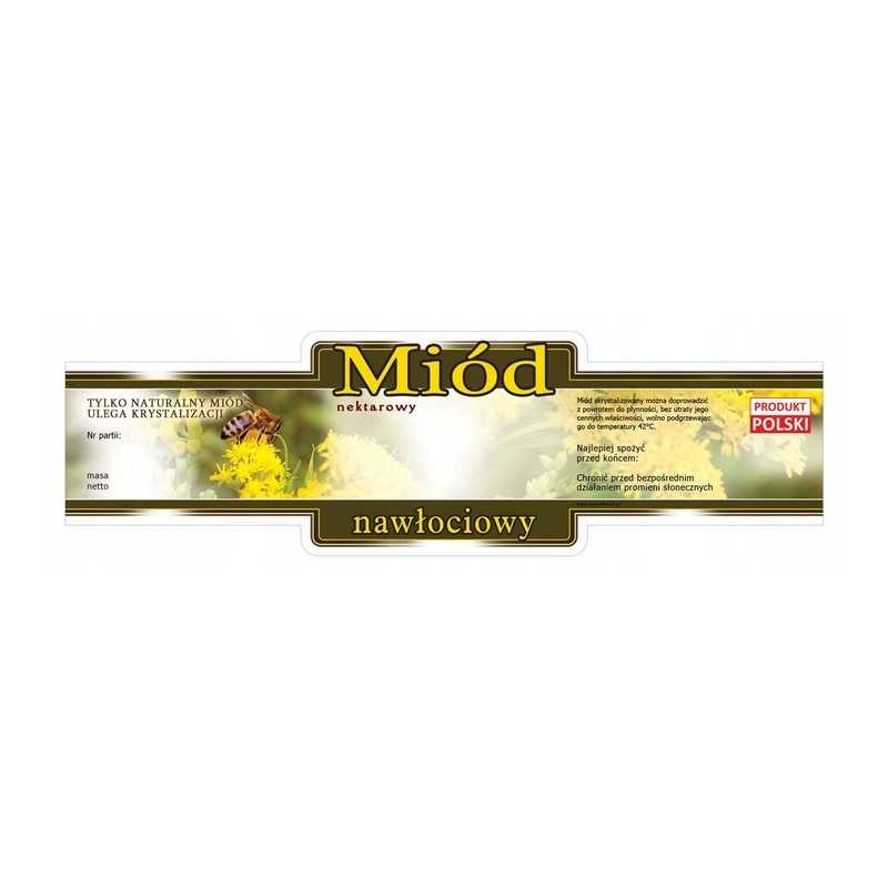 Siūlome stačiakampes, lipnias auksarankio medaus etiketes - 100 vnt - labai geras produktas!!!