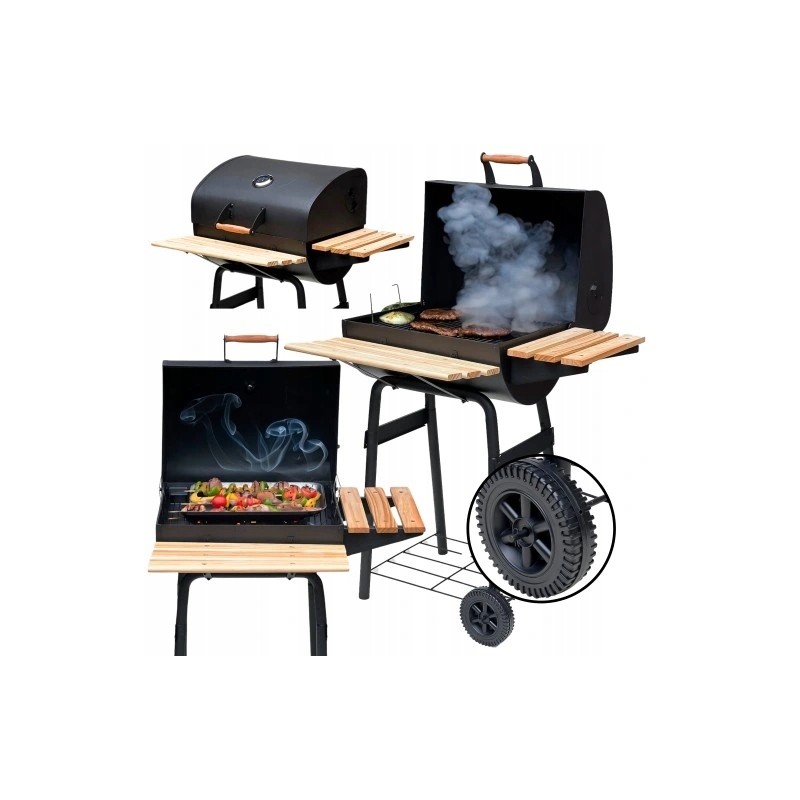 ⭐⭐Didelė sodo kepsninė su anglimis, nešiojamas kepsninė su rakinamomis lentynomis + termometras⭐⭐