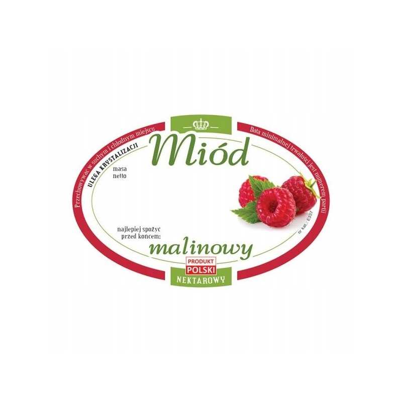 Siūlome ovalias lipnias etiketes - aviečių medui - labai geras produktas!!!