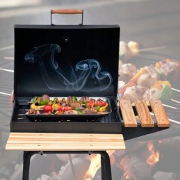 ⭐⭐Didelė sodo kepsninė su anglimis, nešiojamas kepsninė su rakinamomis lentynomis + termometras⭐⭐