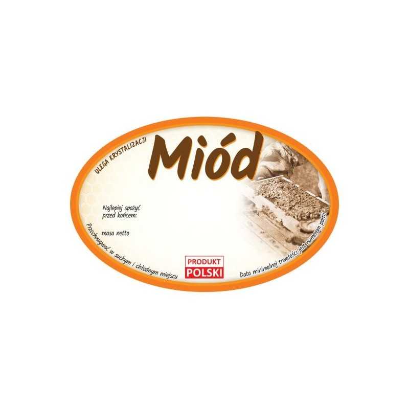 Universalių ovalių medaus etikečių pakuotė (100 vnt.)