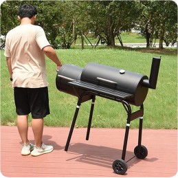 Didelė 2 viename anglis kepsninė su rūkykla ant ratų