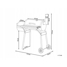 Didelė 2 viename anglis kepsninė su rūkykla ant ratų