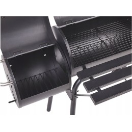 Didelė 2 viename anglis kepsninė su rūkykla ant ratų