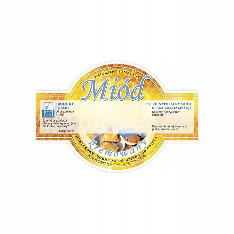 Kremo medaus apvalių etikečių pakuotė – 100 vnt.