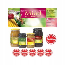 Didelė aviečių medaus etiketė – 100 vnt.