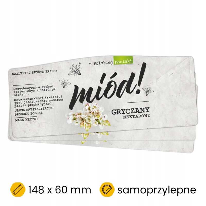 Grikių medaus etiketės/lipdukai 100 vnt.