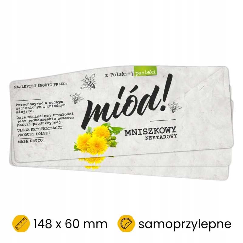 Kiaulpienių medaus etiketės/lipdukai 100 vnt.