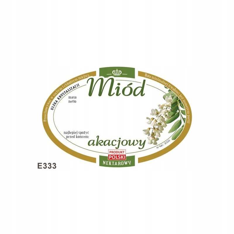 Pakuotė ovalių etikečių akacijų medui (100 vnt.)