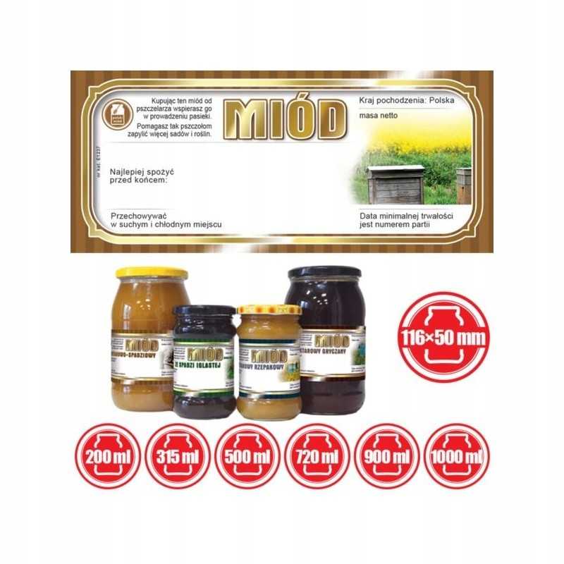 Universalių medaus etikečių pakuotė – 100 vnt.