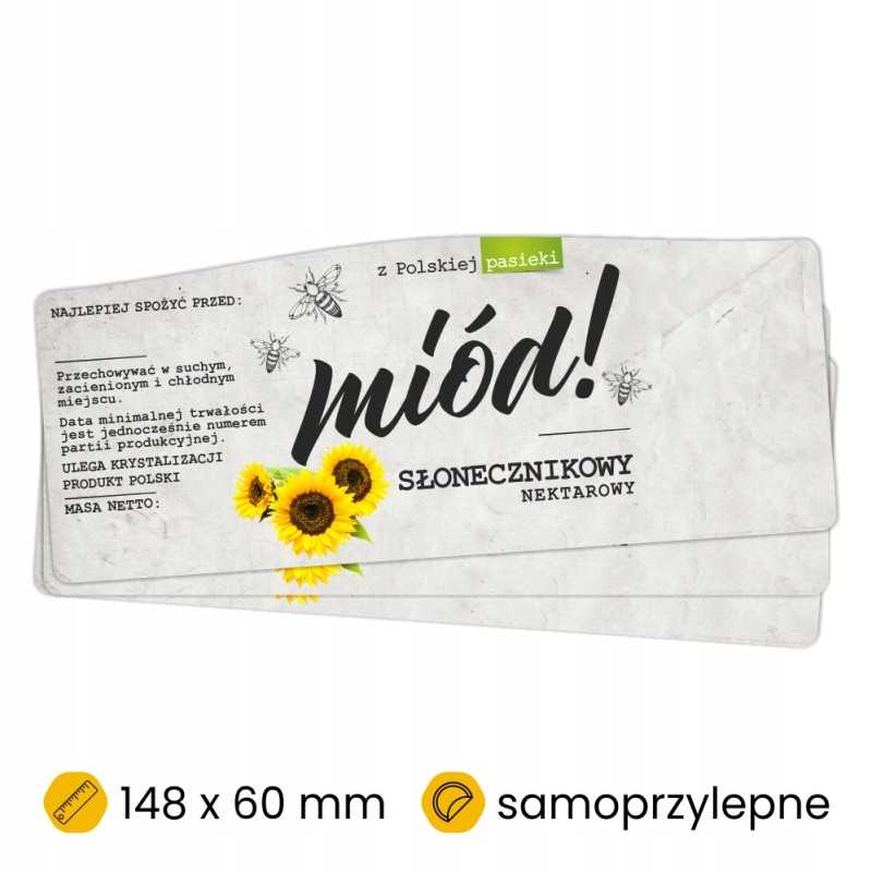 Saulėgrąžų medaus etiketės/lipdukai 100 vnt.