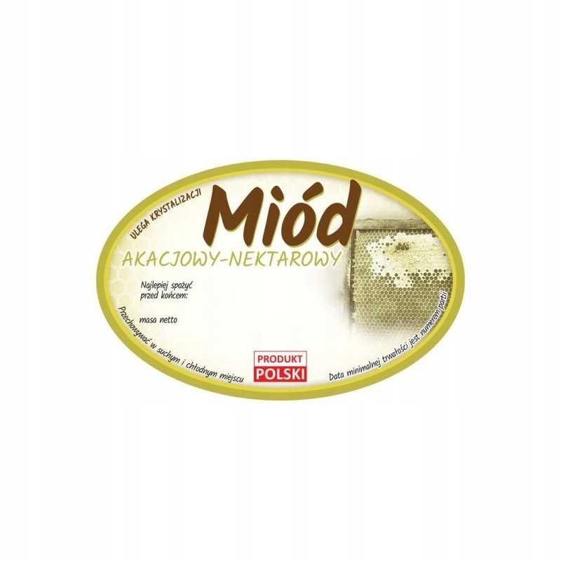 Pakuotė ovalių etikečių akacijų medui (100 vnt.)