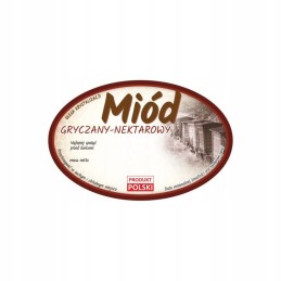 Ovalių etikečių pakuotė grikių medui (100 vnt.)