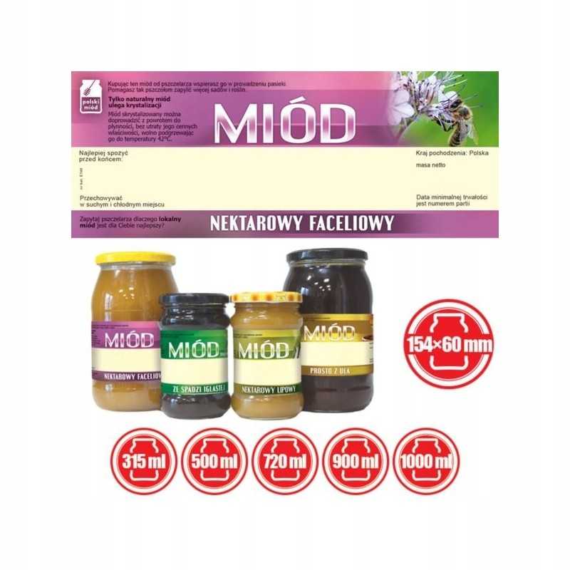 Didelė etiketė, facelijų nektaro medus – 100 vnt.