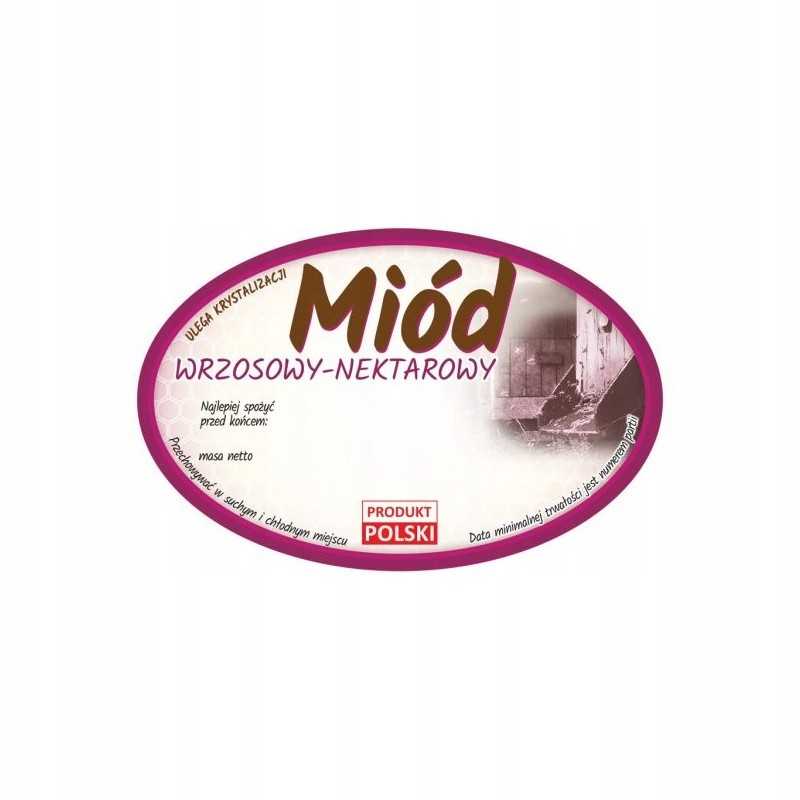 Ovalių etikečių pakuotė viržių medui (100 vnt.)