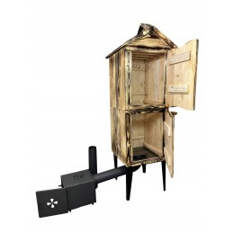 Dviejų kamerų rūkykla su kūrenamąja lentyna