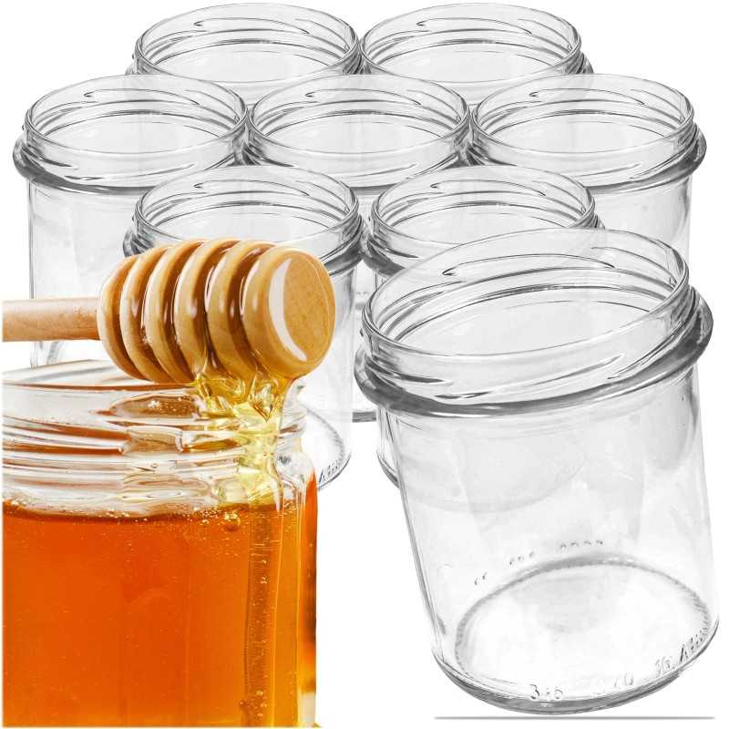 8x stikliniai indeliai konservams, prieskoniams, 350ml indelis, gerai supakuoti