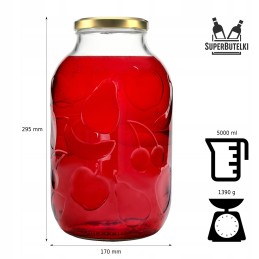 5l stiklinis indelis - su vaisių raštais