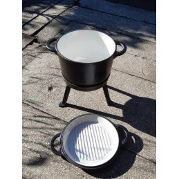 8l medžioklės puodas, ketaus, emaliuotas, grilio keptuvė, mk 304