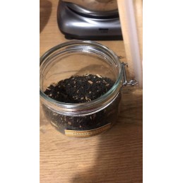 Stiklinis indelis / talpa 450 ml su mediniu bambukiniu dangteliu + mechaniniu uždarymu + sandarikliu