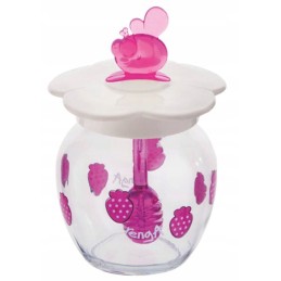 Dekoruotas stiklainis su plastikiniu šaukštu, medaus sirupas, 370ml