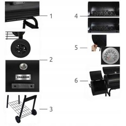 Dviejų funkcijų sodo grilis su rūkykla + ratukais