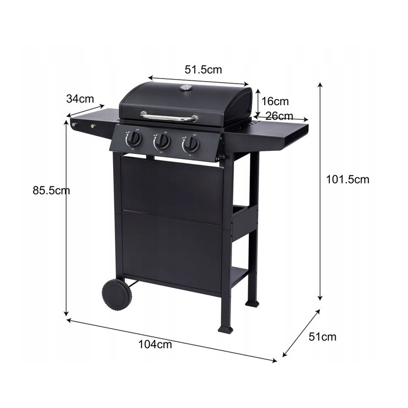 El Fuego San Jose dujinis grilis, 3 degikliai, ketaus grotelės, reduktorius