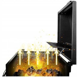 BBQ anglies grilis sodui su termometru, juodas grilis