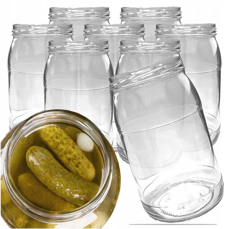 Dideli stikliniai indeliai, 6 kabliukai, 0,935l 935ml, rinkinys 8 vnt, tinka fi82 6z dangteliams