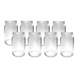 Dideli stikliniai indeliai, 6 kabliukai, 0,935l 935ml, rinkinys 8 vnt, tinka fi82 6z dangteliams