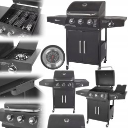 ✅geko g80515 plieninis dujinis grilis 11,6 kw 4 degiklių sodo termometras✅