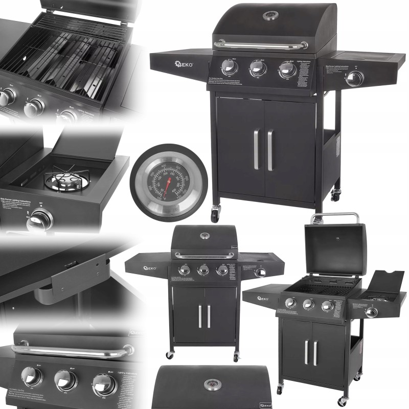 ✅geko g80515 plieninis dujinis grilis 11,6 kw 4 degiklių sodo termometras✅