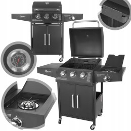 ✅geko g80515 plieninis dujinis grilis 11,6 kw 4 degiklių sodo termometras✅