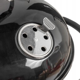 Sferinės anglies grilis - sodo grilis su dangteliu, termometru ir ratukais