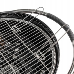 Sferinės anglies grilis - sodo grilis su dangteliu, termometru ir ratukais