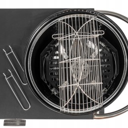 Sferinės anglies grilis - sodo grilis su dangteliu, termometru ir ratukais