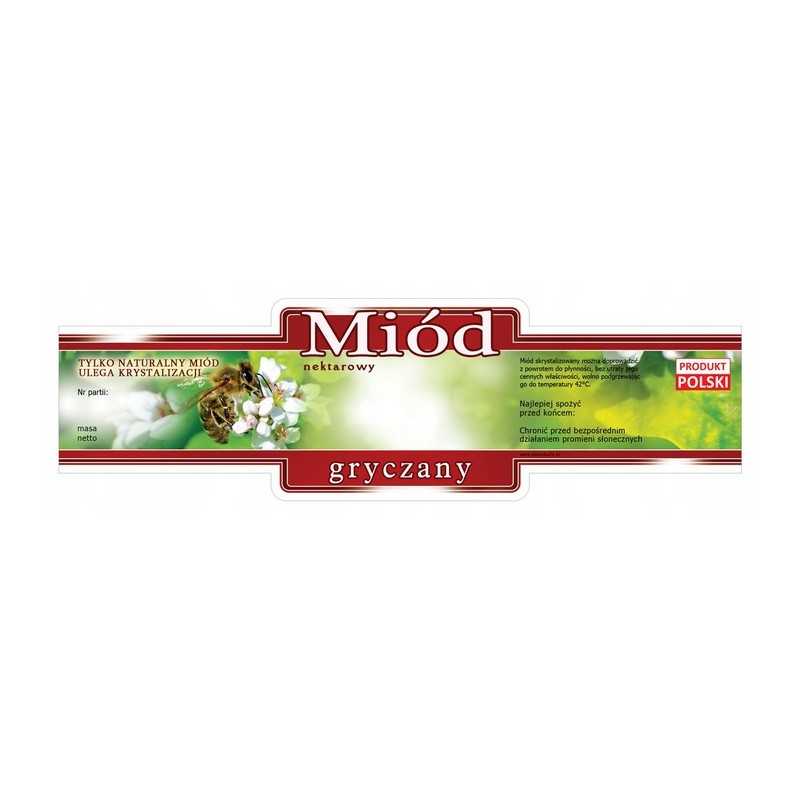 Dekoratyvinių etikečių/lipdukų pakuotė grikių medui (100 vnt) - raštas e217