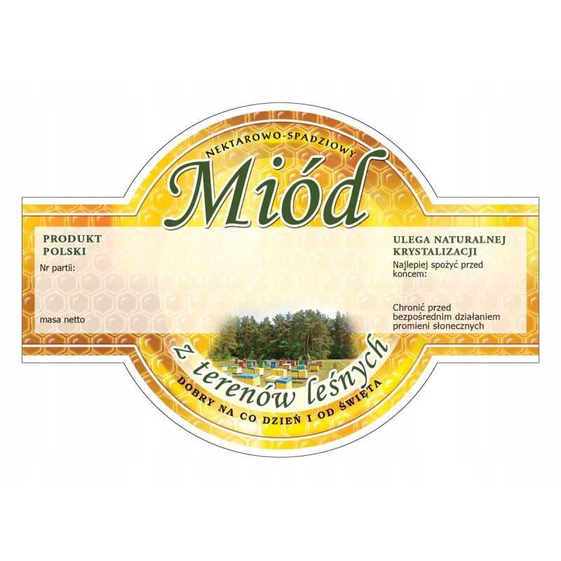 Apvalių etikečių pakuotė medui iš miško plotų (100 vnt) - modelis E261