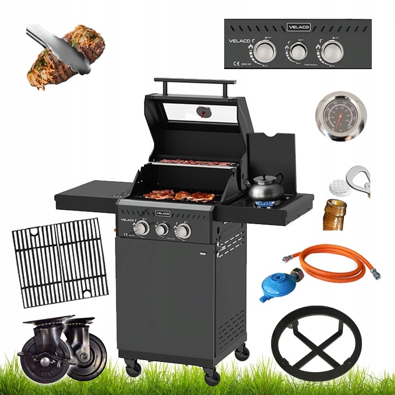 Dujinės sodo grilis su Zeus dangteliu, juodas