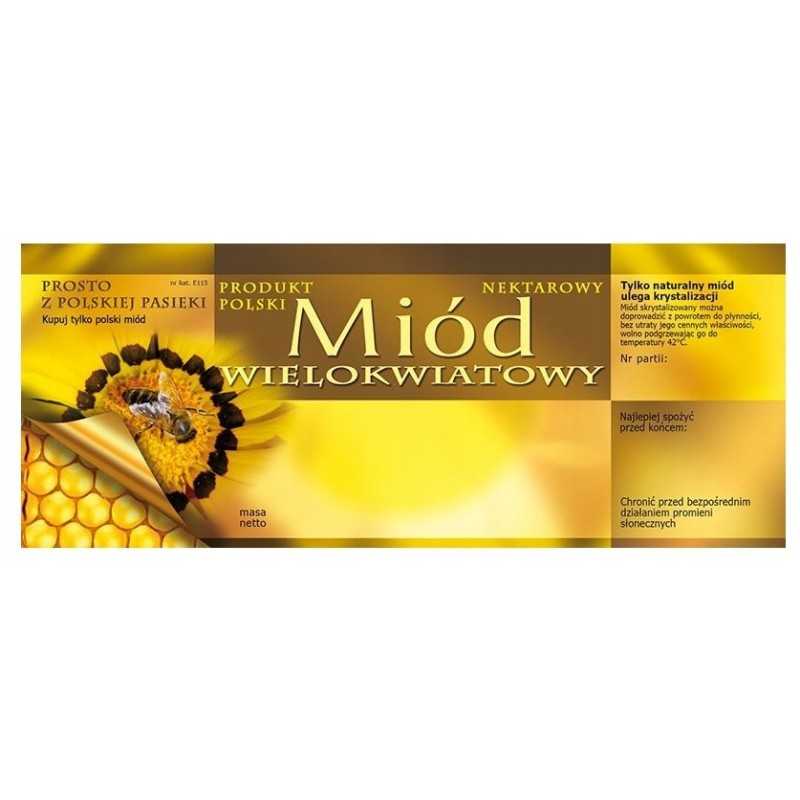 Daugiažiedžių medaus lipdukų etiketė 154x60mm 100 vnt